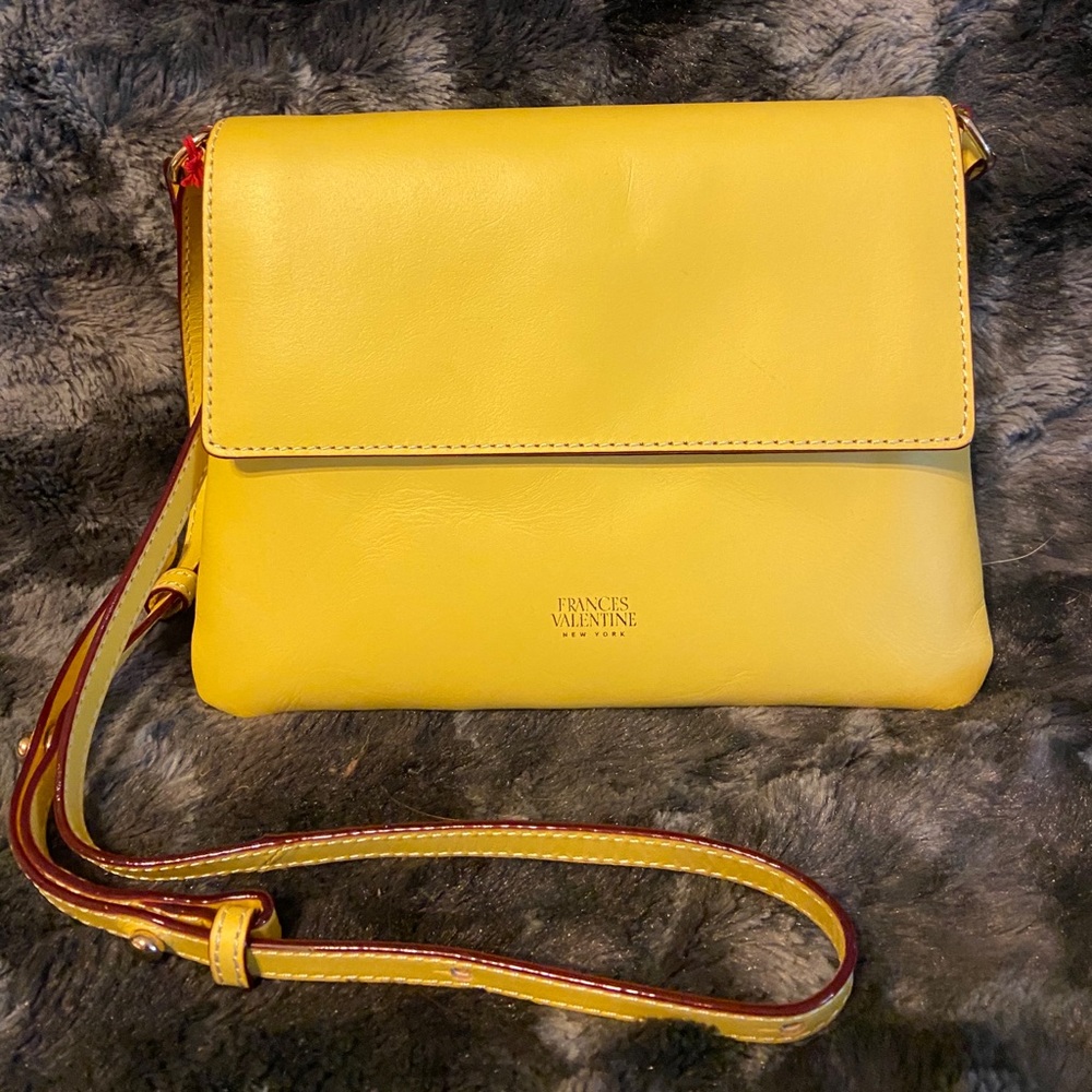 Frances Valentine Leather Yellow Crossbody Purse